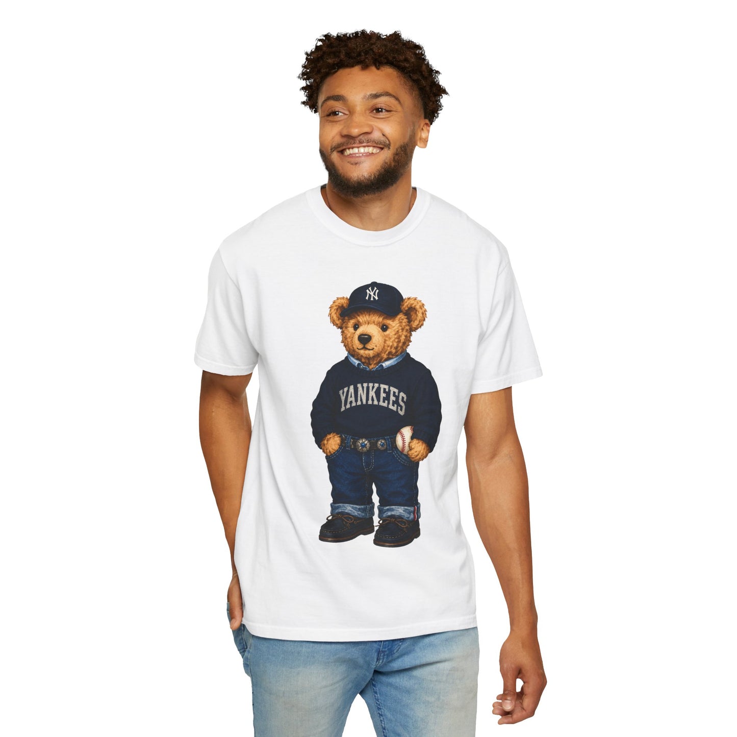 Vintage Preppy Teddy Bear Tee - New York Baseball Edition