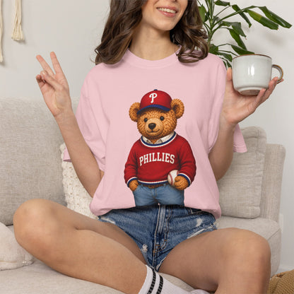 Vintage Preppy Teddy Bear Tee - Phillies Baseball Edition