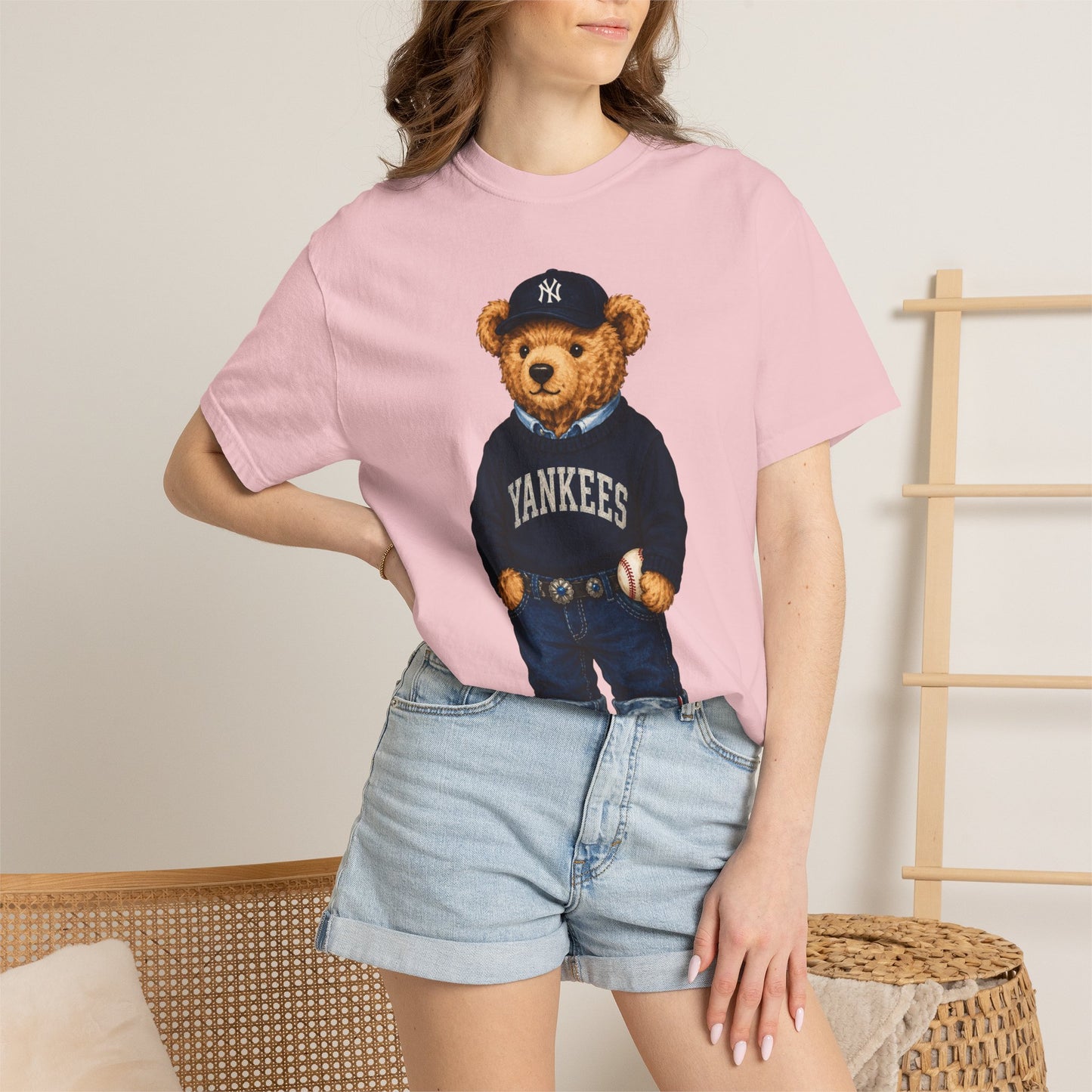 Vintage Preppy Teddy Bear Tee - New York Baseball Edition