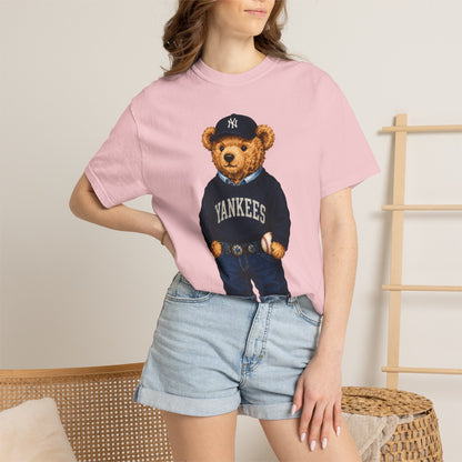 Vintage Preppy Teddy Bear Tee - New York Baseball Edition