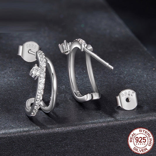 New Moissanite Split Double Layer Earrings Earrings