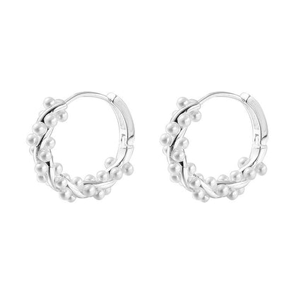Pearl Earrings Autumn And Winter Special-interest Design Bead Eardrops Earrings New Elegant Circle Ear Clip Women