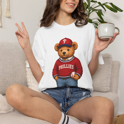Vintage Preppy Teddy Bear Tee - Phillies Baseball Edition