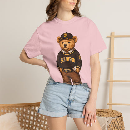 Vintage Preppy Teddy Bear Tee - San Diego Baseball Edition