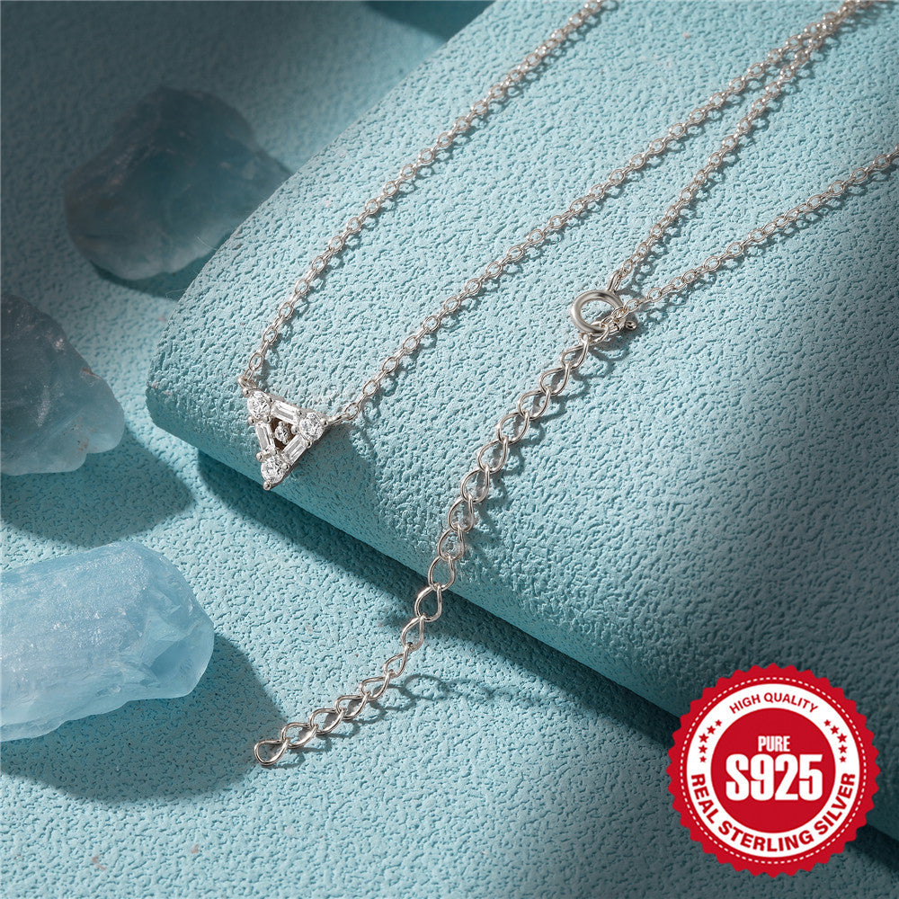 Radiant V-Shine Sterling Silver Necklace – Elegant Sparkling Pendant