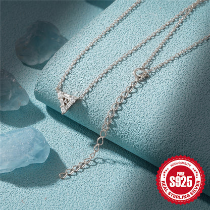 Radiant V-Shine Sterling Silver Necklace – Elegant Sparkling Pendant