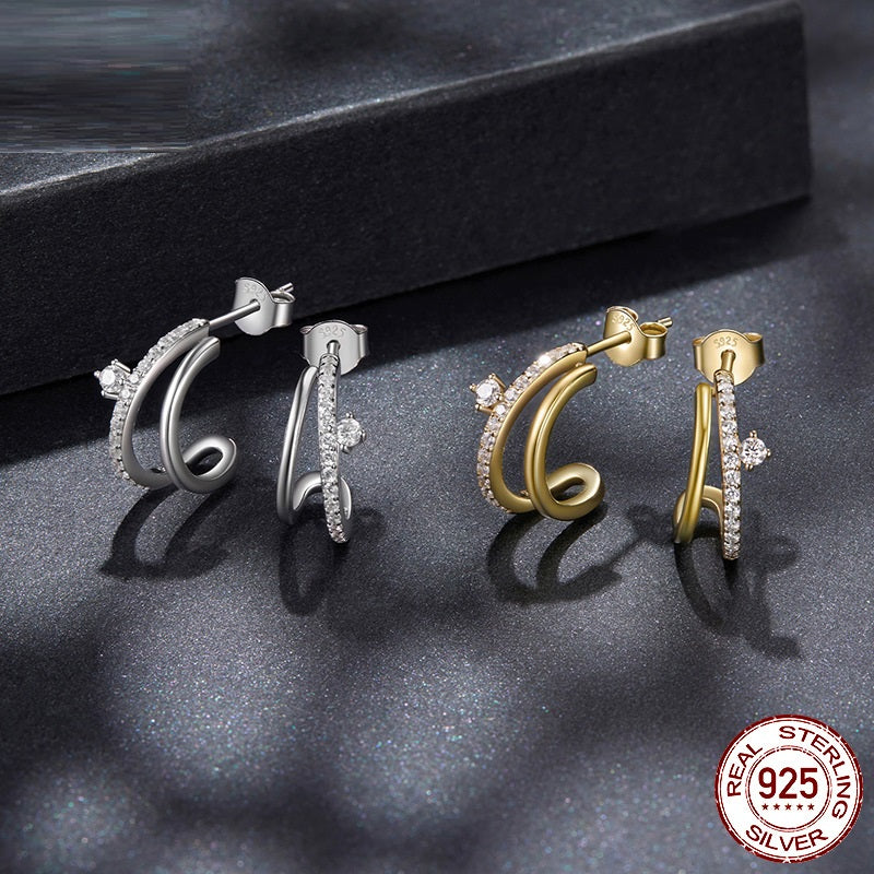 New Moissanite Split Double Layer Earrings Earrings