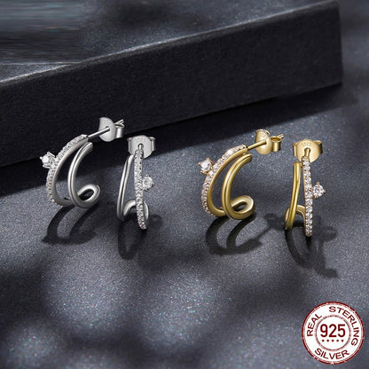 New Moissanite Split Double Layer Earrings Earrings