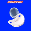 White big pacifier for adults, focusing on comfort and stress relief features.