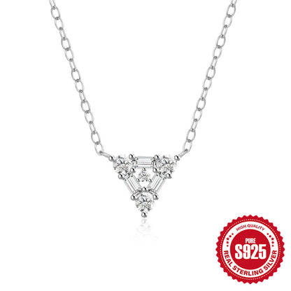 Radiant V-Shine Sterling Silver Necklace – Elegant Sparkling Pendant
